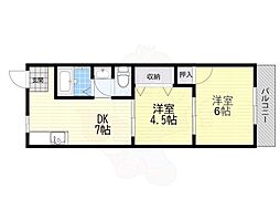 土佐ビル2 2DKの間取図画像