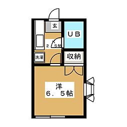 東急田園都市線 駒沢大学駅 徒歩12分の賃貸アパート 1階1Kの間取り