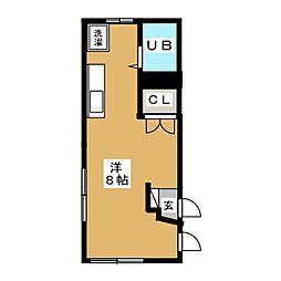 東急田園都市線 三軒茶屋駅 徒歩12分の賃貸アパート 1階ワンルームの間取り
