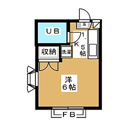 東急田園都市線 三軒茶屋駅 徒歩14分の賃貸アパート 2階ワンルームの間取り