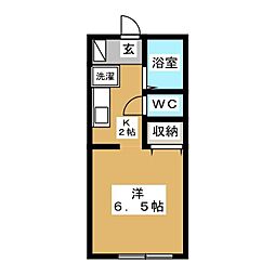 東急世田谷線 世田谷駅 徒歩4分の賃貸アパート 1階ワンルームの間取り