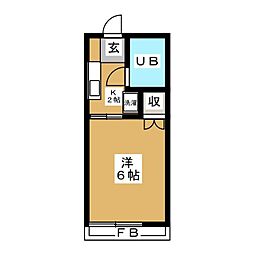 東急田園都市線 駒沢大学駅 徒歩9分の賃貸アパート 2階1Kの間取り