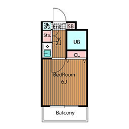 東急世田谷線 若林駅 徒歩5分の賃貸マンション 3階1Kの間取り