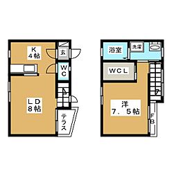 東急世田谷線 若林駅 徒歩10分の賃貸アパート 1階1LDKの間取り