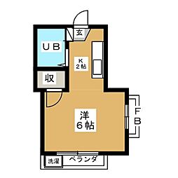東急世田谷線 上町駅 徒歩2分の賃貸アパート 2階ワンルームの間取り