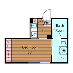東急田園都市線 用賀駅 徒歩8分の賃貸マンション 4階1Kの間取り