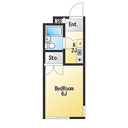 メゾンドセリシア 2階ワンルームの間取り