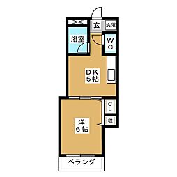 東急田園都市線 用賀駅 徒歩6分の賃貸アパート 1階1DKの間取り