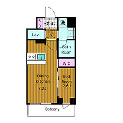 アジールコート三宿テラス 1DKの間取図画像