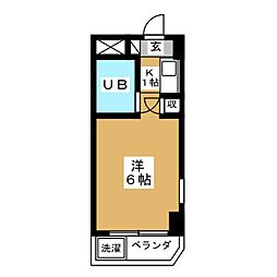 ロアール池尻 ワンルームの間取図画像