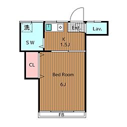 メゾン・若宮 1Kの間取図画像