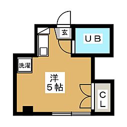 第2北村ハイツ ワンルームの間取図画像