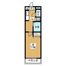 ロアール池尻 1Kの間取図画像