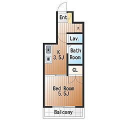 ゾン・ターク駒沢 1Kの間取図画像