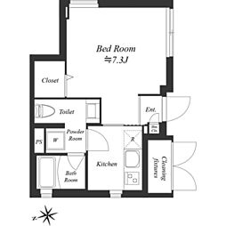 グランデュオ経堂X 1階1Kの間取り