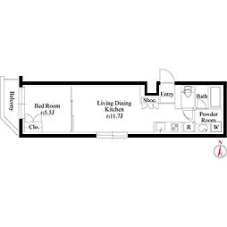 グランパセオ代々木上原II 3階1LDKの間取り