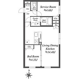 SOLASIA residence世田谷代田 1SLDKの間取図画像