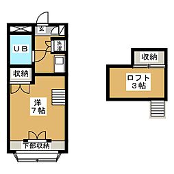 メイプルハウス 1Kの間取図画像