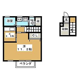 ラスフローレス 1Kの間取図画像