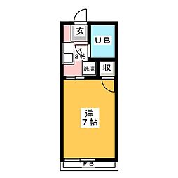 セピアヒルズ 1階1Kの間取り