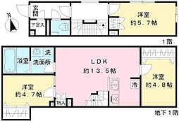 ＣＯＥＵＲ　ＢＬＡＮＣ八幡山 1階3LDKの間取り