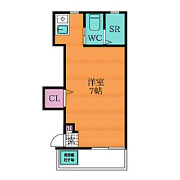 ハイツ藤 2階1Kの間取り