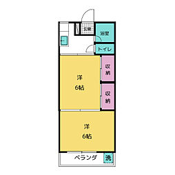 ハウス横倉 2階2Kの間取り