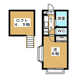 シティクレスト浜田山 1階1Kの間取り