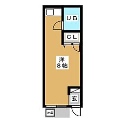シャトレひろかわ ワンルームの間取図画像
