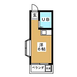 クリエール浜田山 ワンルームの間取図画像