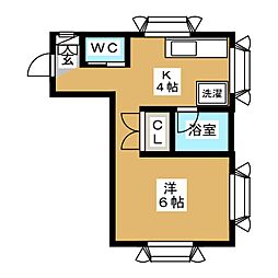 パラゼット下高井戸 ワンルームの間取図画像