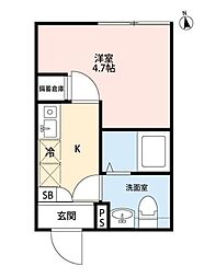 Ciel Kamikitazawa 1Kの間取図画像