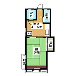 恒屋コーポ 1DKの間取図画像