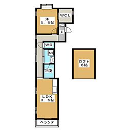 ＰＯＲＴＥ自由が丘 3階1LDKの間取り