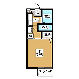 ハイム矢沢 1Kの間取図画像
