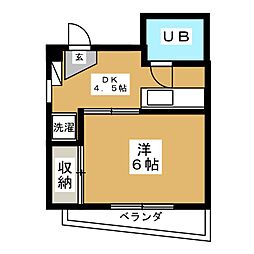 クリンゲルハイツ 1DKの間取図画像