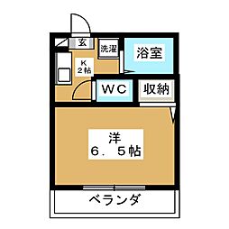 自由が丘丸田コーポラスA 1Kの間取図画像