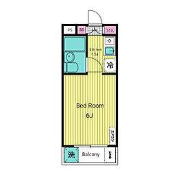 ロータリー祐天寺第2 3階ワンルームの間取り