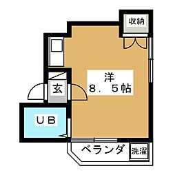 東急東横線 学芸大学駅 徒歩12分の賃貸マンション 1階ワンルームの間取り