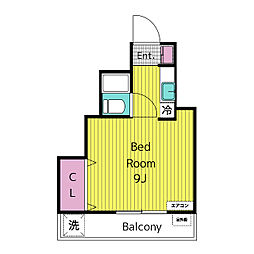 第2ヴィラ碑文谷 1階ワンルームの間取り