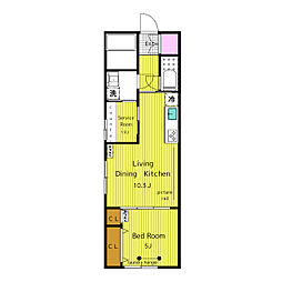 目黒区目黒本町1丁目マンション 1SLDKの間取図画像