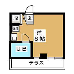 ハルモニア平町 1階ワンルームの間取り