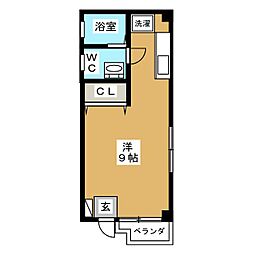 目黒サウンドフィールド ワンルームの間取図画像