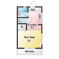 第六小山ハイツ ワンルームの間取図画像