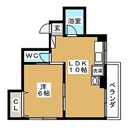 グリーンパークカナエ 1LDKの間取図画像