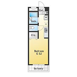 シャトーナカノ ワンルームの間取図画像
