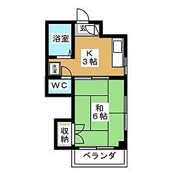 京急空港線 糀谷駅 徒歩13分の賃貸マンション 3階1Kの間取り