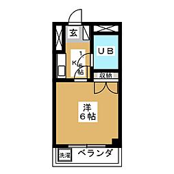 エステート池上 1階1Kの間取り