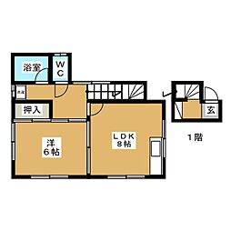 ウスダコーポ 2階1LDKの間取り