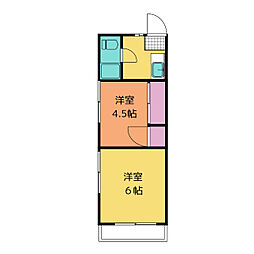 東急池上線 蓮沼駅 徒歩7分の賃貸マンション 3階2Kの間取り